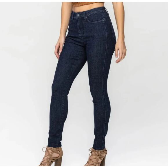 Judy Blue High Waist Tummy Control Raw Hem Skinny Denim Jeans #88703 Size 11/30 - Picture 3 of 11